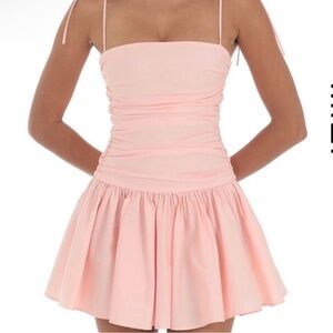 Lucy in the Sky Blush Ruched Mini Dress